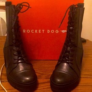 Rocket Dog Gunmetal covered platform Moto Boots .